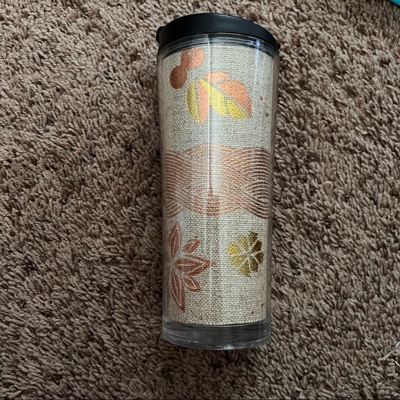 Starbucks burlap sparkly fall autumn tumbler w/flip top lid 16 oz 2013 - Picture 2 of 6